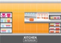 Modern orange kitchen interior vector