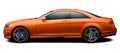 Modern orange mercedes coupe.