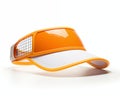 Modern Orange And White Visor Cap With Mesh Design And Transparent Shield Royalty Free Stock Photo