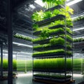 Modern organic hydroponic vertical farming using automated systems. Smart Farming 4. Generative AI.