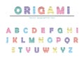 Modern origami paper cutout creased font. Creative colorful ABC letters