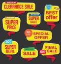 Modern origami sale stickers and tags collection Royalty Free Stock Photo