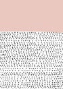 Hand drawn pattern with round shapes in pastel pink and black dots texture on white background. Royalty Free Stock Photo