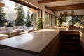 Modern outdoor kitchen with cookware, built-in grill and spacious countertops AI Generated