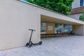 Modern outdoor public toilet combined with bus stop, Regensburg, Germany