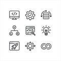 Software Development, Automation, and Business Process Line Icons Set Royalty Free Stock Photo