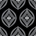 Modern oval diamond symbol monochrome vector repeat pattern