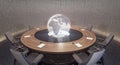 Modern oval meeting room with planet Earth globe
