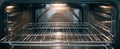 The modern oven interior with gleaming racks and ambient lighting AI generated image Royalty Free Stock Photo