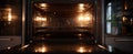 The modern oven showcasing a sleek, illuminated interior ready for culinary adventures. AI generated image Royalty Free Stock Photo