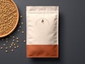 Modern packaging design with minimalist branding for organic grain products Royalty Free Stock Photo