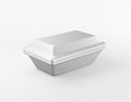 Modern packaging rectangular box glossy metal mockup on white background. Thermo container for lunch, food or things. 3D rendering
