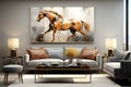 Modern painting and abstract, horses