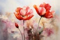 Modern painting and abstract, nature tulips flower