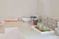 Modern pantry with white utensil in kitchen