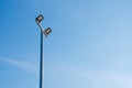 Modern park LED luminaire on a tall metal mast Royalty Free Stock Photo