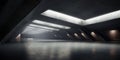 Modern parking background, futuristic underground concrete hangar. Minimalist design of dark empty room, hallway interior. Concept