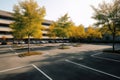 Modern parking near the mall with trees and plants. Generative ai