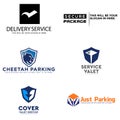 Modern parking service valet shield cheetah logo design