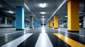 Modern Parking Structure with Bright Lighting and Clear Vehicle Space Markings in a Spacious Layout Royalty Free Stock Photo