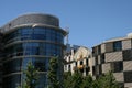 Modern part of the city with hiddes treasure as beautiful statue of butterfly, in Barcelona Royalty Free Stock Photo