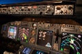 Modern Boeing 737 passenger airplane cockpit Royalty Free Stock Photo