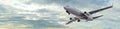 Modern Passenger airplane flight panorama