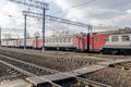 Modern passenger suburban train on Moscow rail