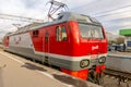 Modern passenger trains in Russia at the station in Moscow