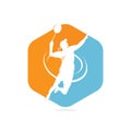 Modern Passionate Badminton Player in Action logo