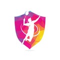 Modern Passionate Badminton Player in Action logo