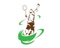 Modern Passionate Flying Tornado Smash Badminton Player In Action Logo