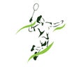 Modern Passionate Green Flame Game Point Smash Badminton Player In Action Logo