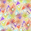 Modern pastel background with triangle and bead elements. Royalty Free Stock Photo