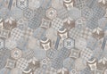 modern Patchwork tiles. Portuguese and Spain decor. Hexagon pattern.