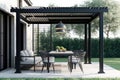 Modern patio with a pergola outdoor. Generative ai