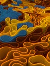 Modern pattern of elastic rounded objects with a depth of field 3d rendering Royalty Free Stock Photo