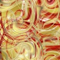 modern pattern with swirls, circles, gold and colored