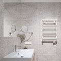 Modern patterned tiles in bathroom