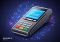 Modern payment terminal with a touchscreen display showing Royalty Free Stock Photo