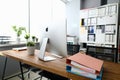 Modern pc apple imac in office table