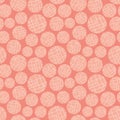 Modern peach and white colored grid textured circles on warm pink background. Seamless abstract vector pattern. Perfect Royalty Free Stock Photo