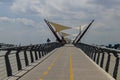 Modern pedestrian bridge over the river guayas.guayaquil ecuador