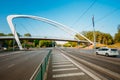 Modern pedestrian bridge over street Royalty Free Stock Photo