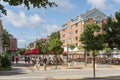 Modern pedestrian street summertime Klaipeda