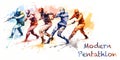 MODERN PENTATHLON - Colourful watercolour web banner for Olympic Modern Pentathlon