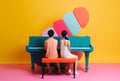 music illustration piano art colourful trend modern performance people concept. Generative AI.