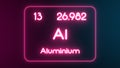 Modern periodic table Aluminium element neon text Illustration