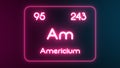 Modern periodic table Americium element neon text Illustration Royalty Free Stock Photo