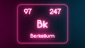 Modern periodic table Berkelium element neon text Illustration Royalty Free Stock Photo